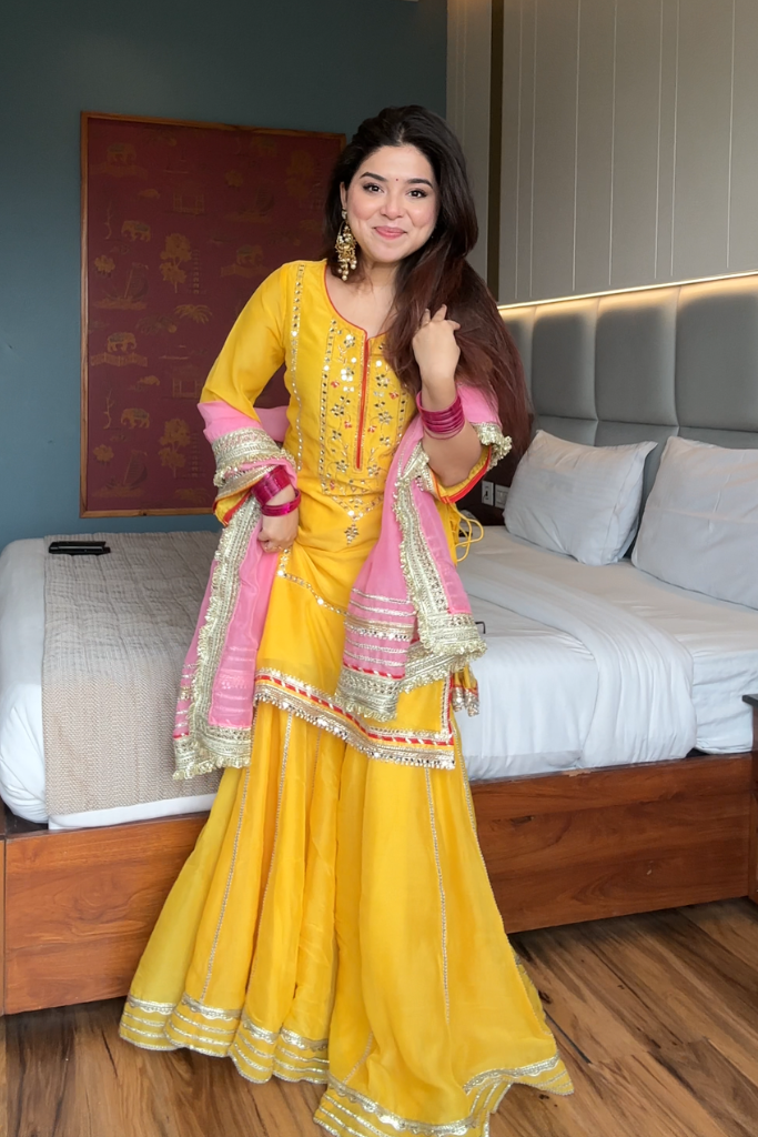 Saumya Neon Yellow Sharara Suit Set