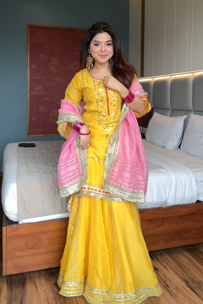 Saumya Neon Yellow Sharara Suit Set
