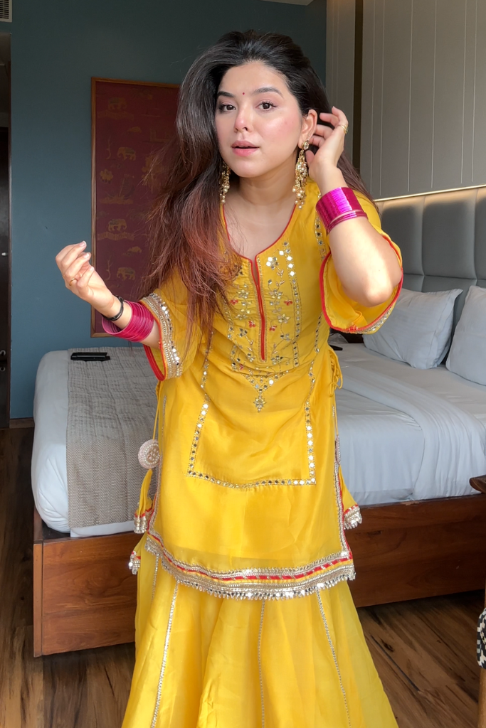 Saumya Neon Yellow Sharara Suit Set