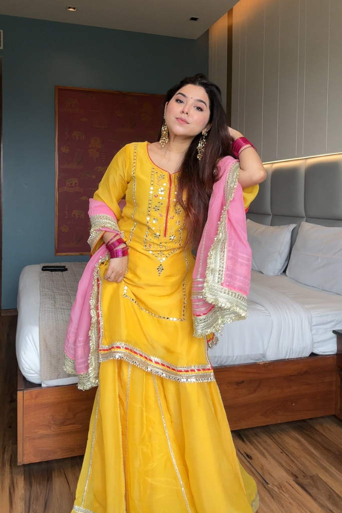Saumya Neon Yellow Sharara Suit Set