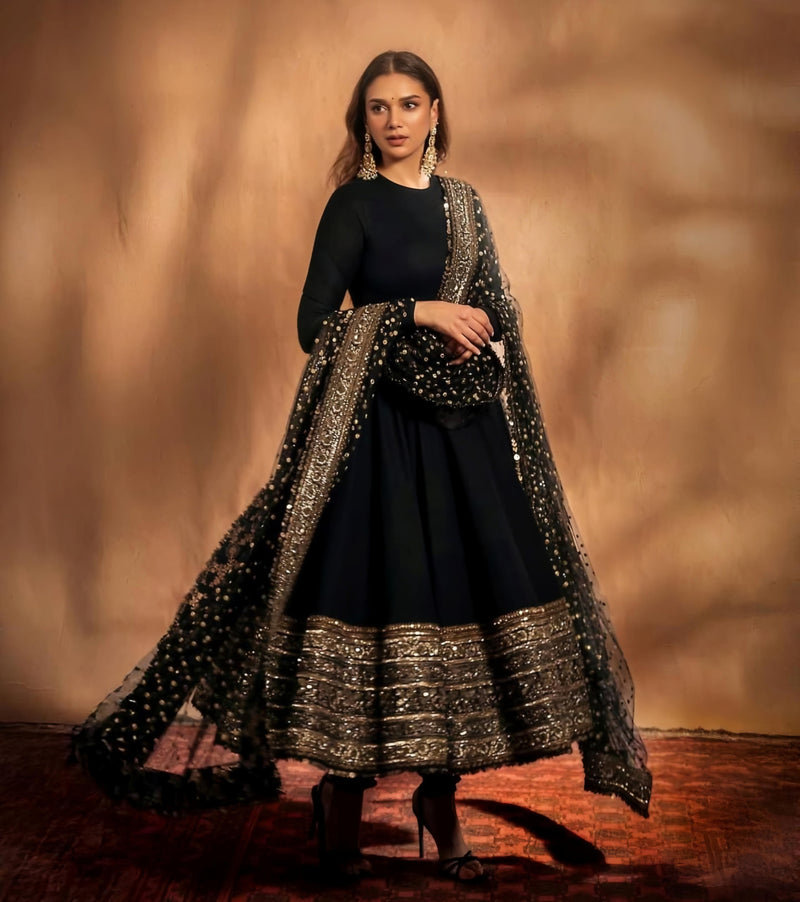 Alia's Premium Black Anarkali Suit Set