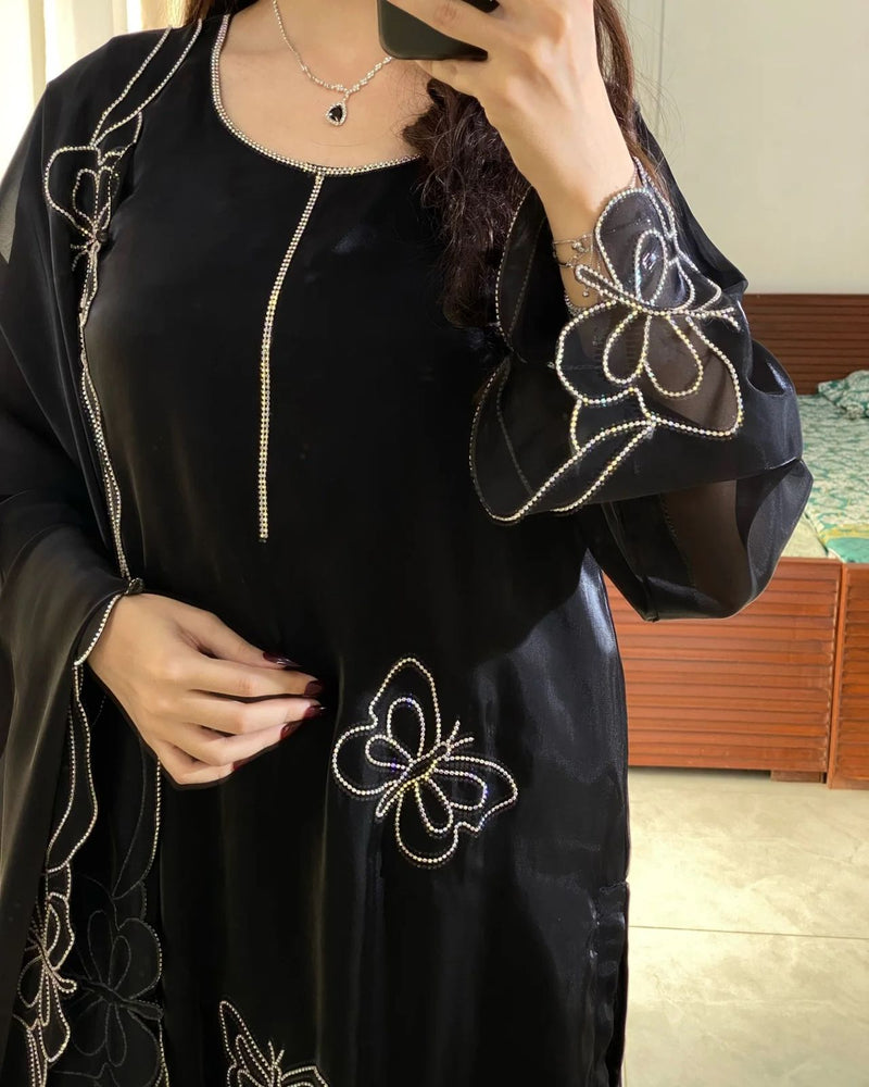 New Designer Party Wear Top and Pant Set with Fancy Dupatta and Embroidery Work