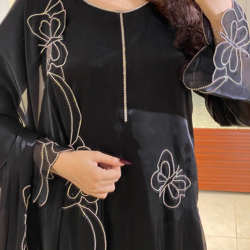 New Designer Party Wear Top and Pant Set with Fancy Dupatta and Embroidery Work