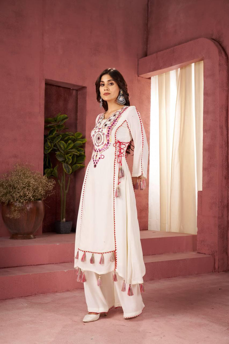 Ethnic Cord Set with Palazzo – Thread & Mirror Embroidery