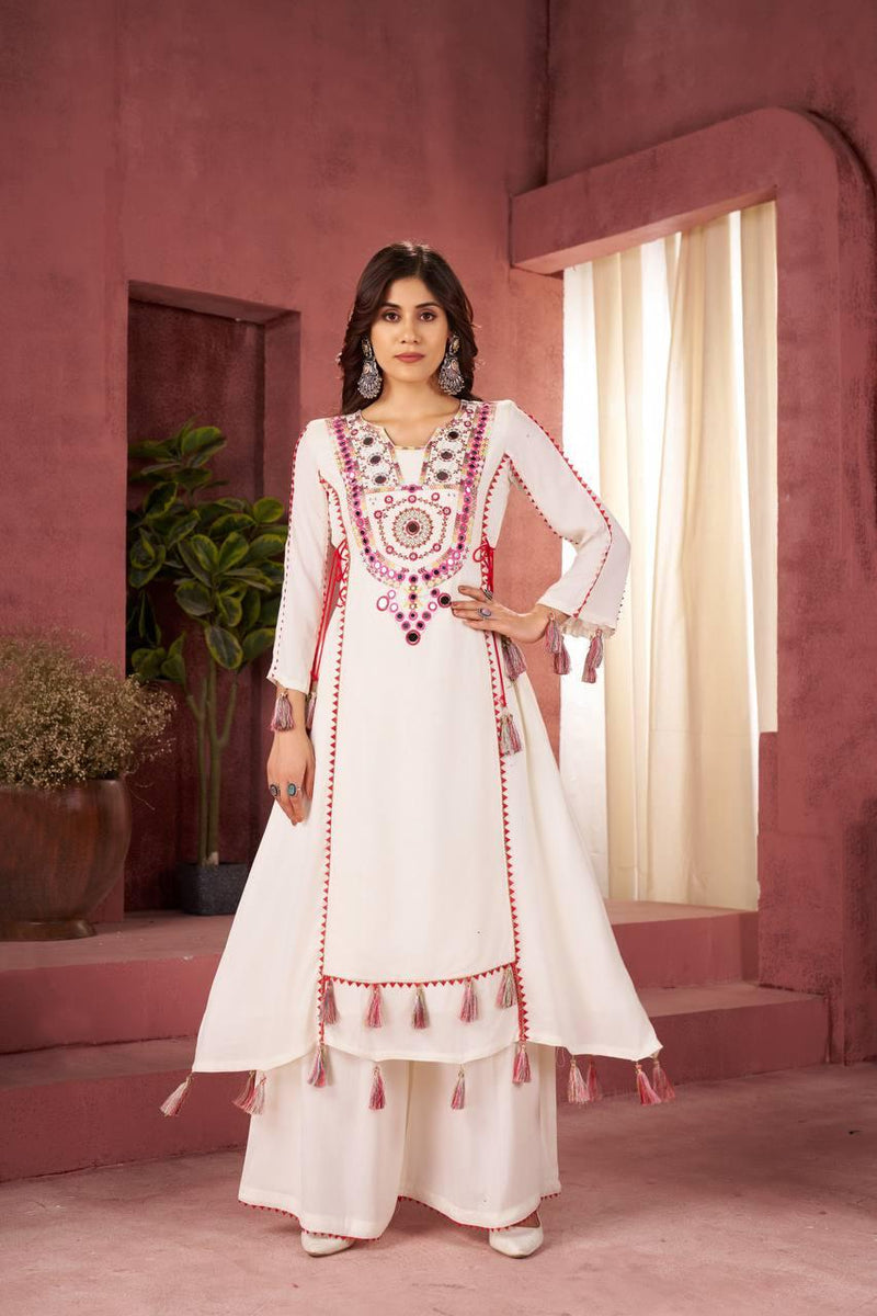 Ethnic Cord Set with Palazzo – Thread & Mirror Embroidery