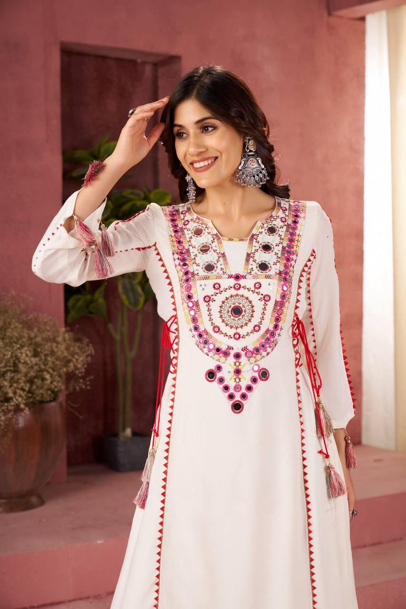 Ethnic Cord Set with Palazzo – Thread & Mirror Embroidery