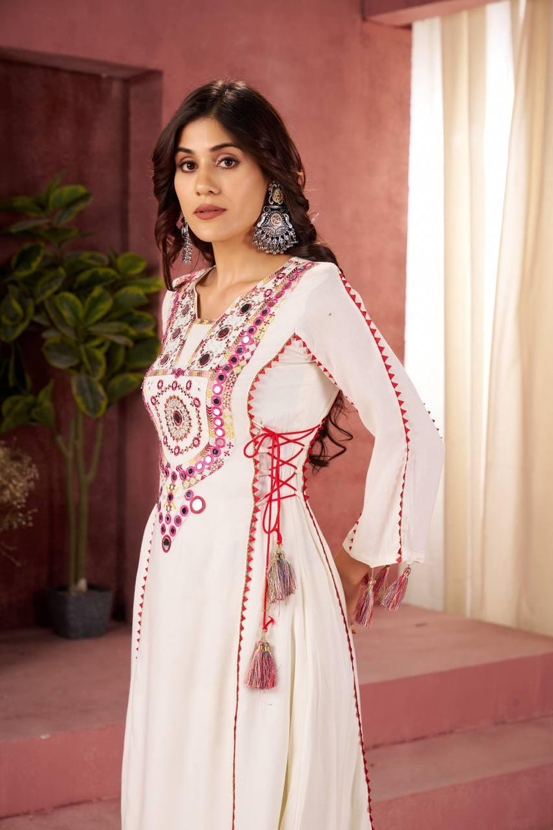 Ethnic Cord Set with Palazzo – Thread & Mirror Embroidery