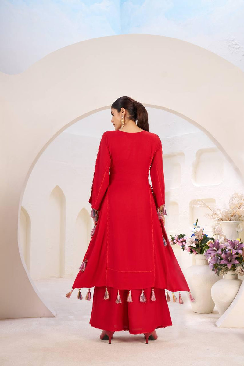 Ethnic Cord Set with Palazzo – Thread & Mirror Embroidery