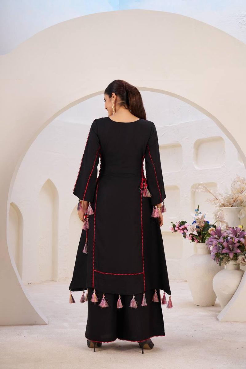 Ethnic Cord Set with Palazzo – Thread & Mirror Embroidery