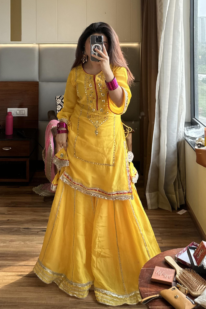 Saumya Neon Yellow Sharara Suit Set
