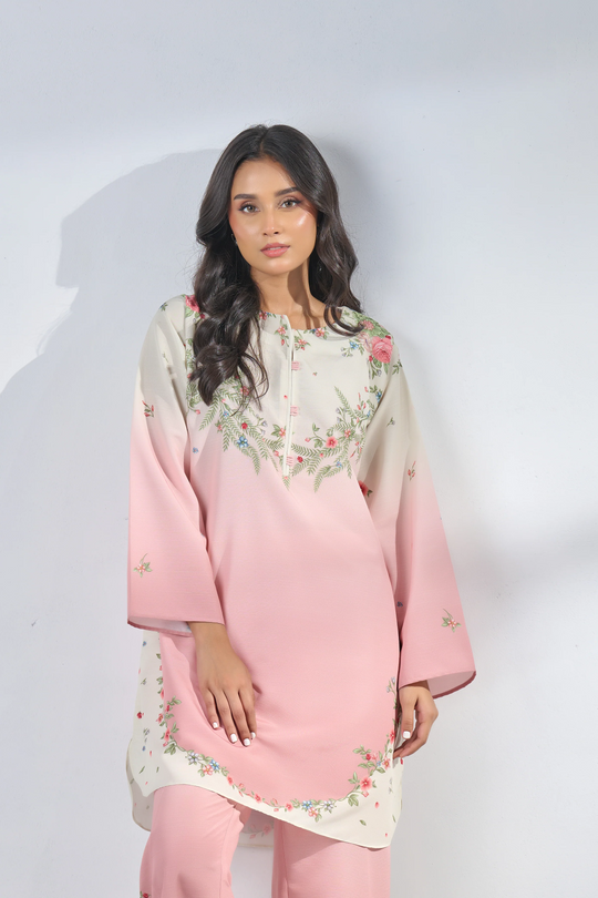 🌸 Blush Petal Floral Kurta Set