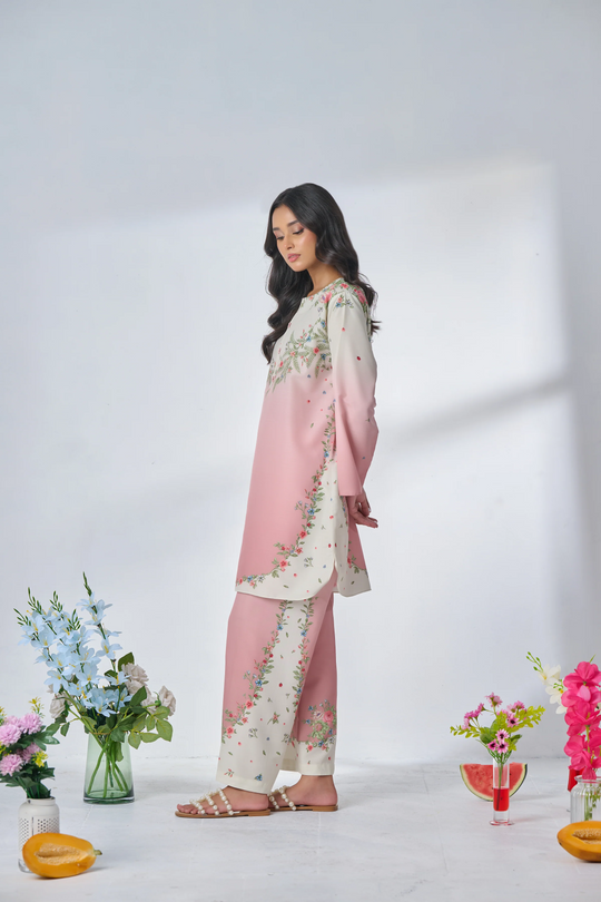 🌸 Blush Petal Floral Kurta Set