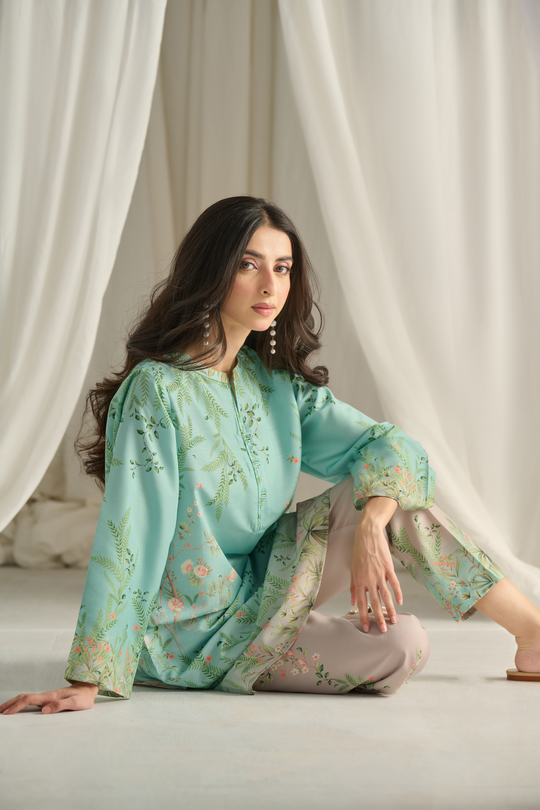 🌸 Teal Bloom Kurta Set with Dupatta ✨