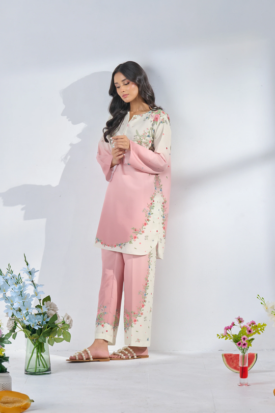 🌸 Blush Petal Floral Kurta Set