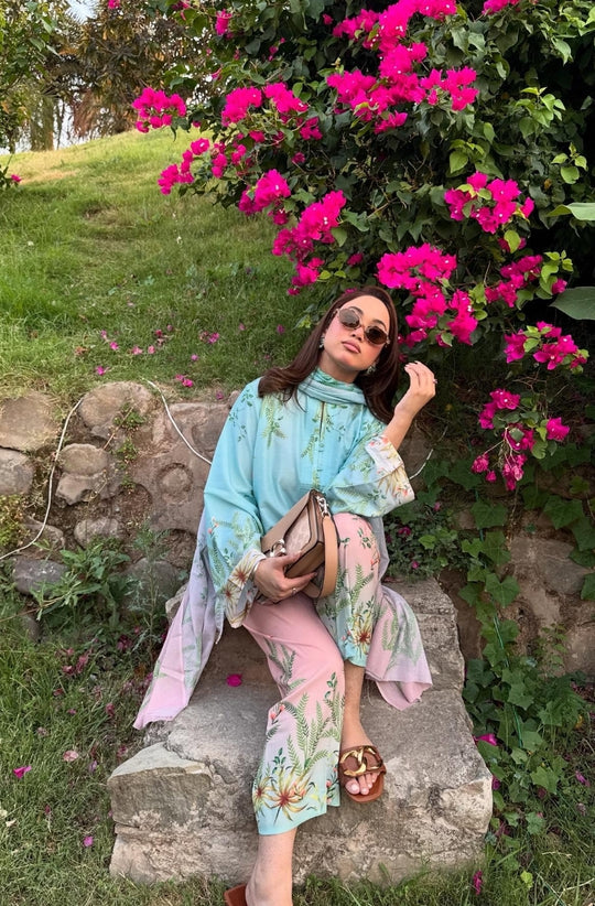 🌸 Teal Bloom Kurta Set with Dupatta ✨