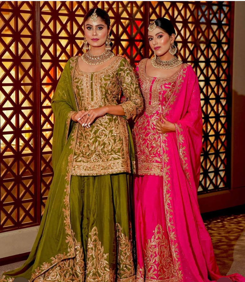 New Designer Party Wear Top & Palazzo Set with Fancy Dupatta & Embroidery Work