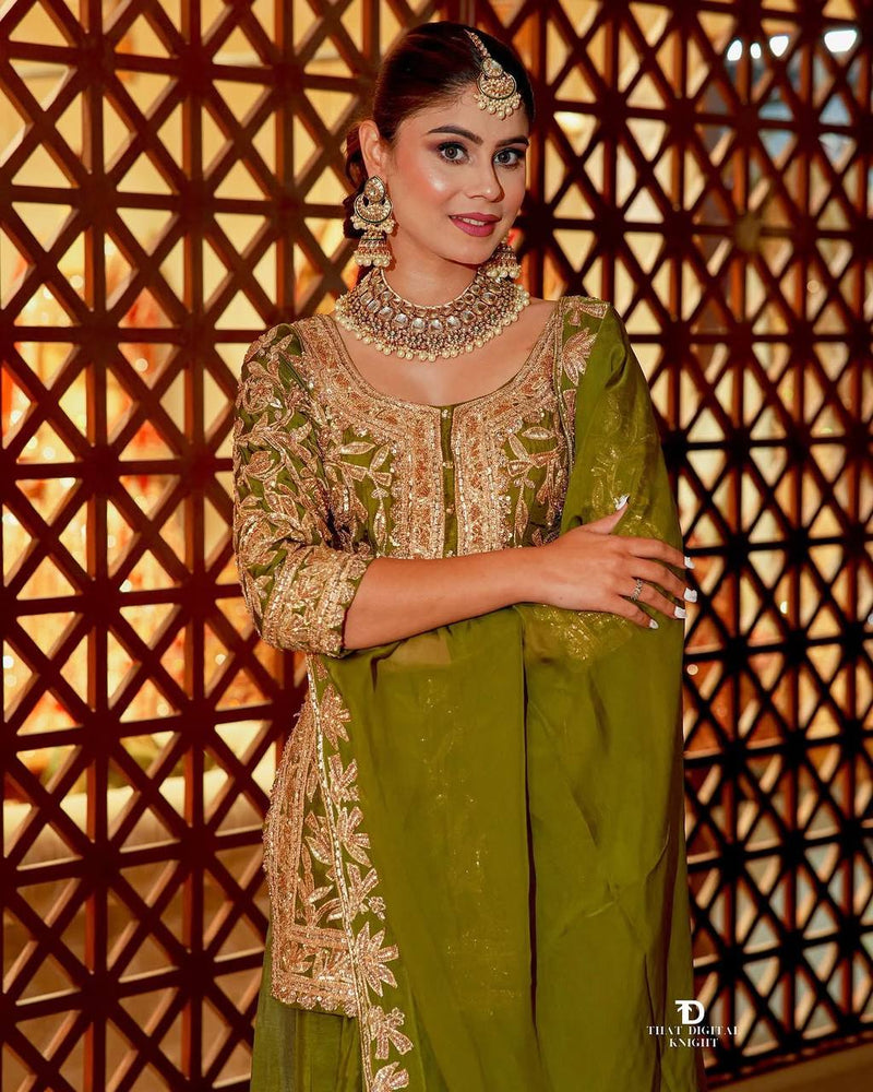 New Designer Party Wear Top & Palazzo Set with Fancy Dupatta & Embroidery Work