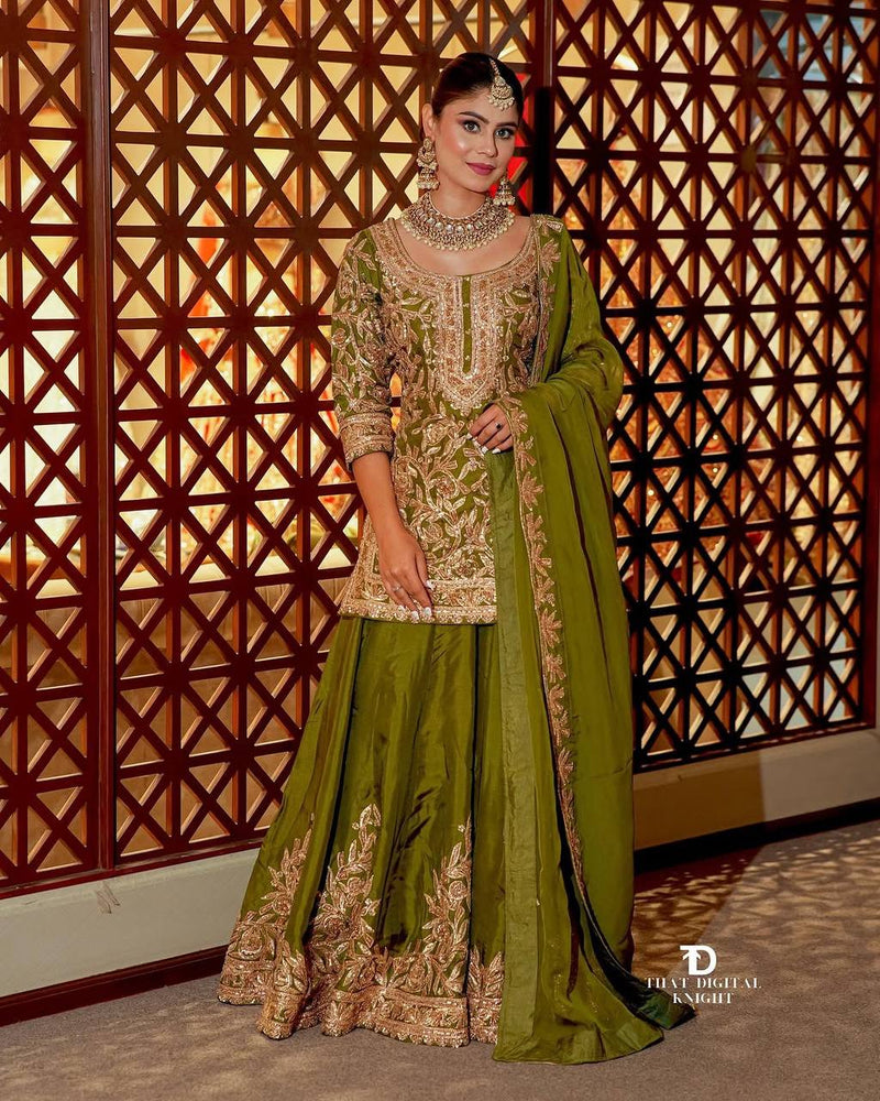 New Designer Party Wear Top & Palazzo Set with Fancy Dupatta & Embroidery Work