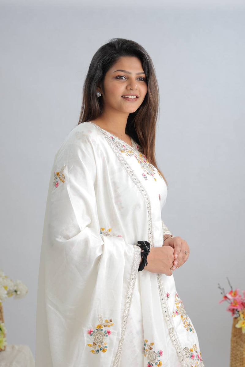 New Partywear White Designer Partywear Sharara Set