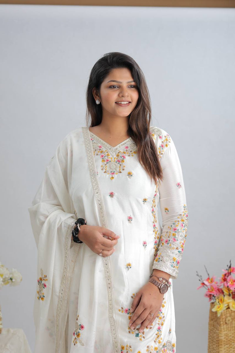 New Partywear White Designer Partywear Sharara Set