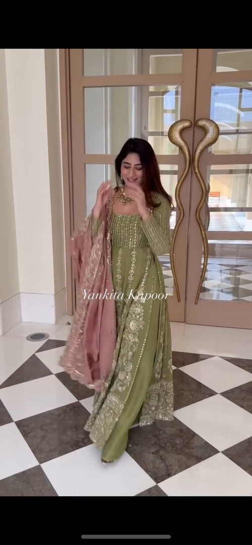 Launching Designer Party Wear Set – Side Cut Kurti with Sharara & Embroidery Work