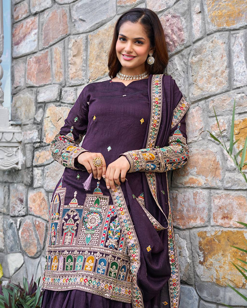 New Designer Collection In Pure Chinnon With Heavy Embroidery Coding Dori-Sequence Work Top-Bottom And Dupatta Set Fully Stitched Ready To Wear