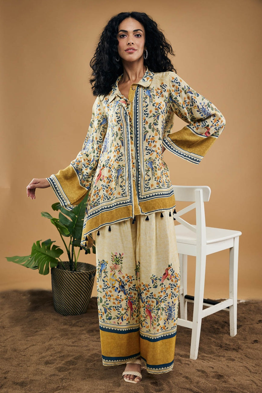 Soup By Sougat Paul Bird And Tile Embellished Shirt With Pants