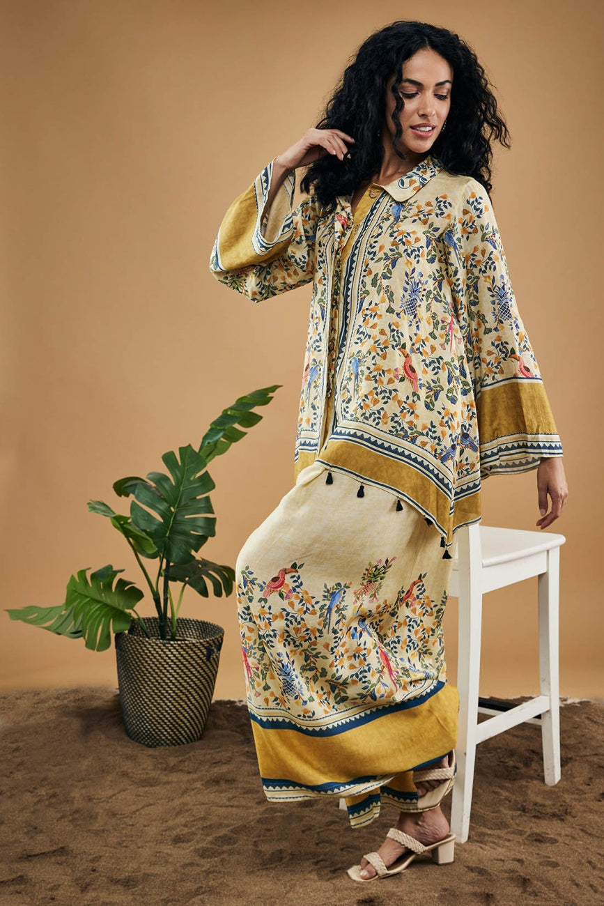 Soup By Sougat Paul Bird And Tile Embellished Shirt With Pants