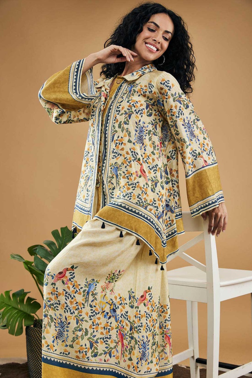 Soup By Sougat Paul Bird And Tile Embellished Shirt With Pants