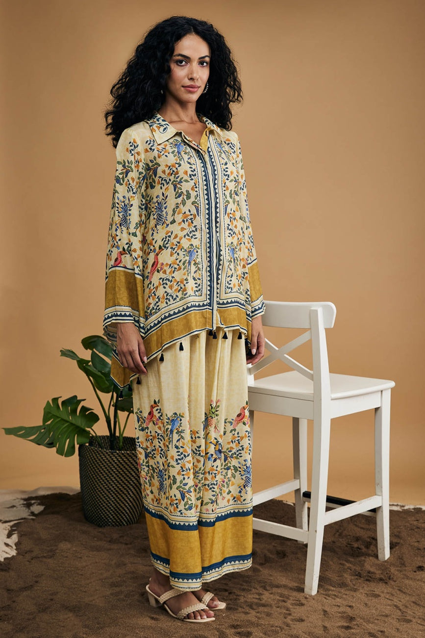 Soup By Sougat Paul Bird And Tile Embellished Shirt With Pants
