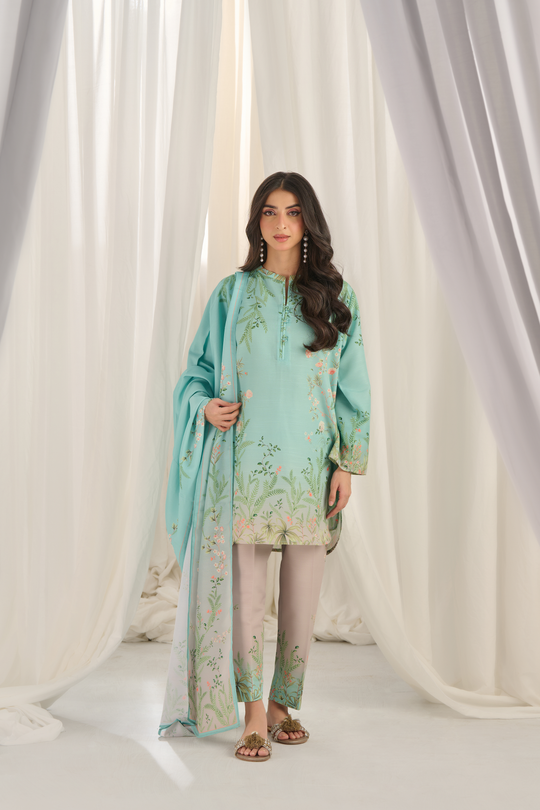 🌸 Teal Bloom Kurta Set with Dupatta ✨